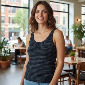 BLUE RALPH LAUREN CROCHET TANK TOP SIZE X LARGE NWT